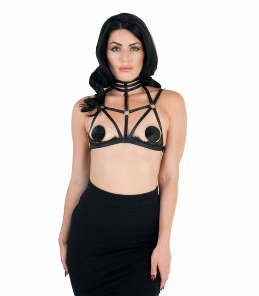 Love In Leather Harness Style Womens Bralette - Her Fetish