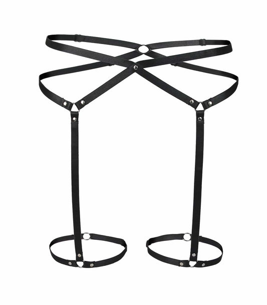 Love In Leather BDSM Play Elastic Leg Harness - Her Fetish