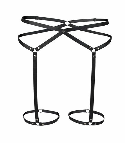 Love In Leather BDSM Play Elastic Leg Harness - Her Fetish