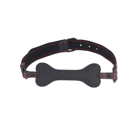 Love In Leather Solid Silicone BDSM Play Bone Gag - Bondage Gags and Bits