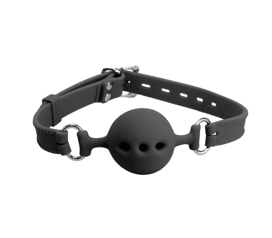 Love In Leather Silicone Gag with Breathable Ball - Bondage Gags and Bits