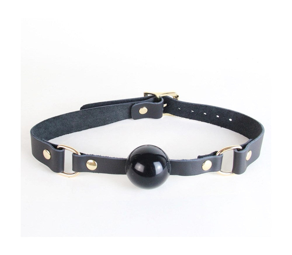 Love In Leather BDSM Gag With And Coloured hardware - Gold - Bondage Gags and Bits