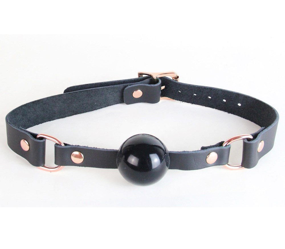 Love In Leather BDSM Gag With And Coloured hardware - Rose Gold - Bondage Gags and Bits