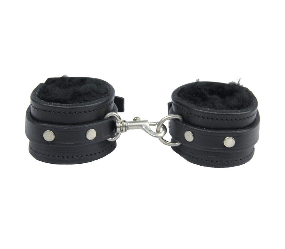 Love In Leather Light Sheepskin Lined Hand Cuffs - Default Title - Cuffs And Restraints