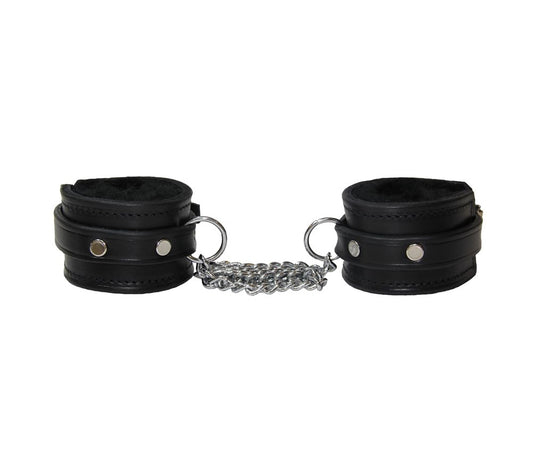 Love In Leather Sheepskin Lined Leather Wrist Cuffs - Cuffs And Restraints