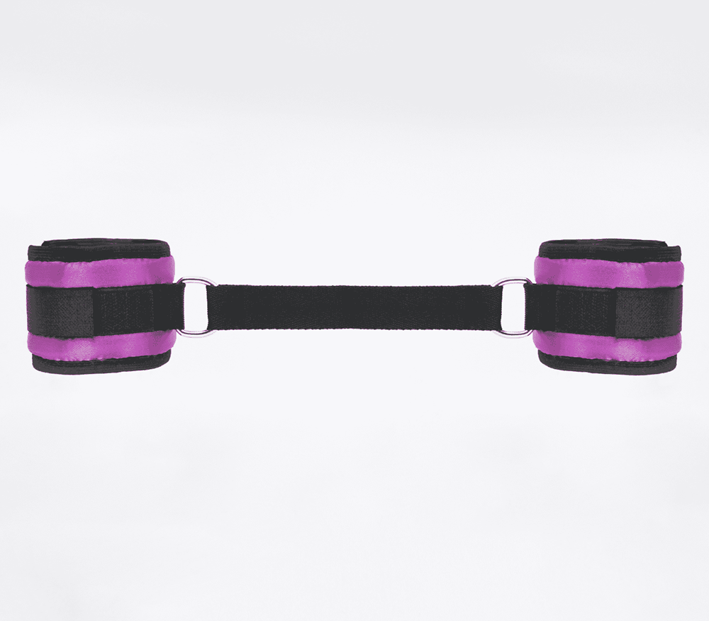 Love In Leather Bright and Soft Satin Wrist Cuffs - Purple - Cuffs And Restraints