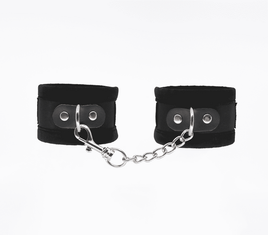 Love In Leather Lightly Padded Velveteen Hand Cuffs - Cuffs And Restraints