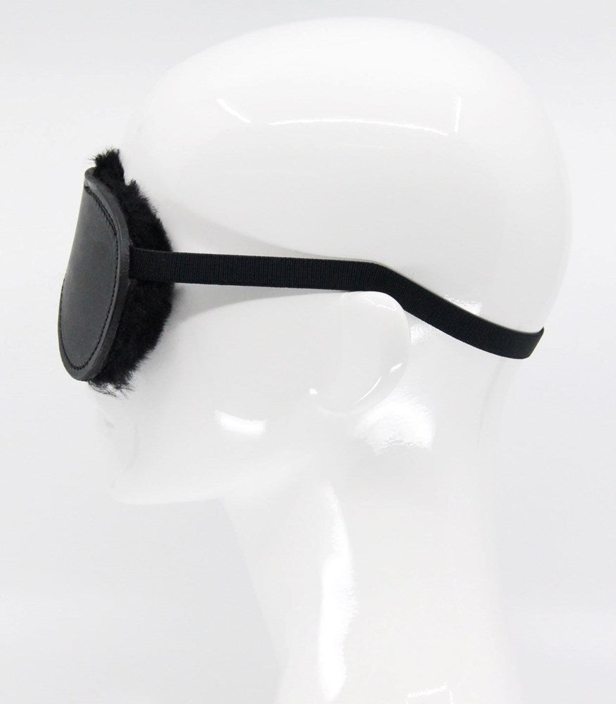 Love In Leather Sheepskin Lined Bondage Blindfold - - Masks And Blindfolds