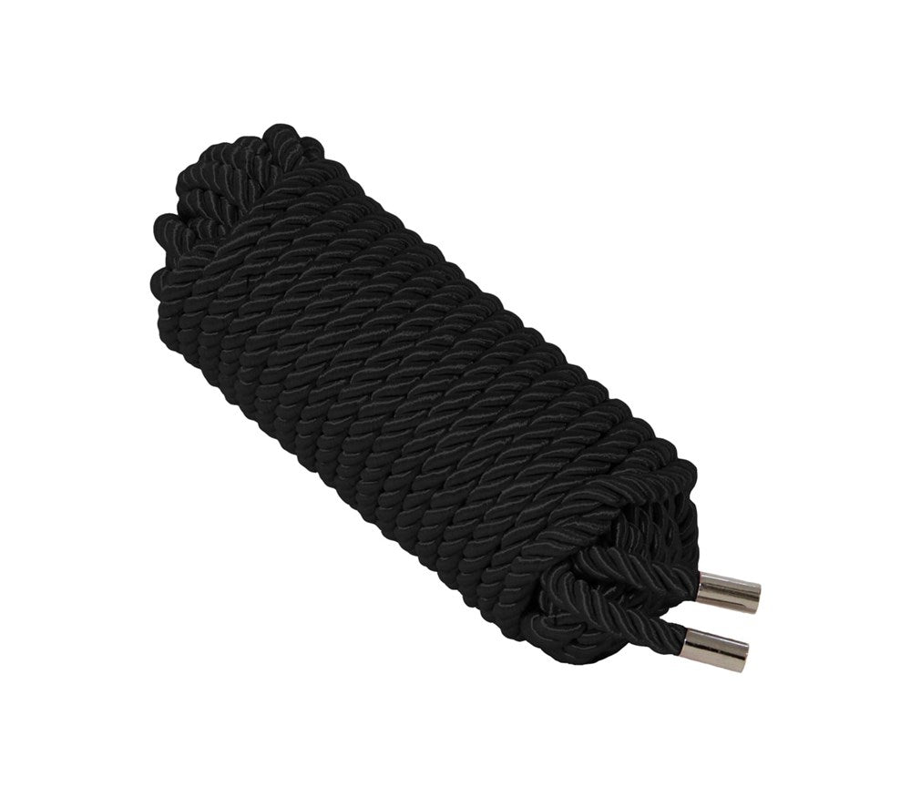 Love In Leather Silky Bondage Play Rope 10m - Black - Cuffs And Restraints