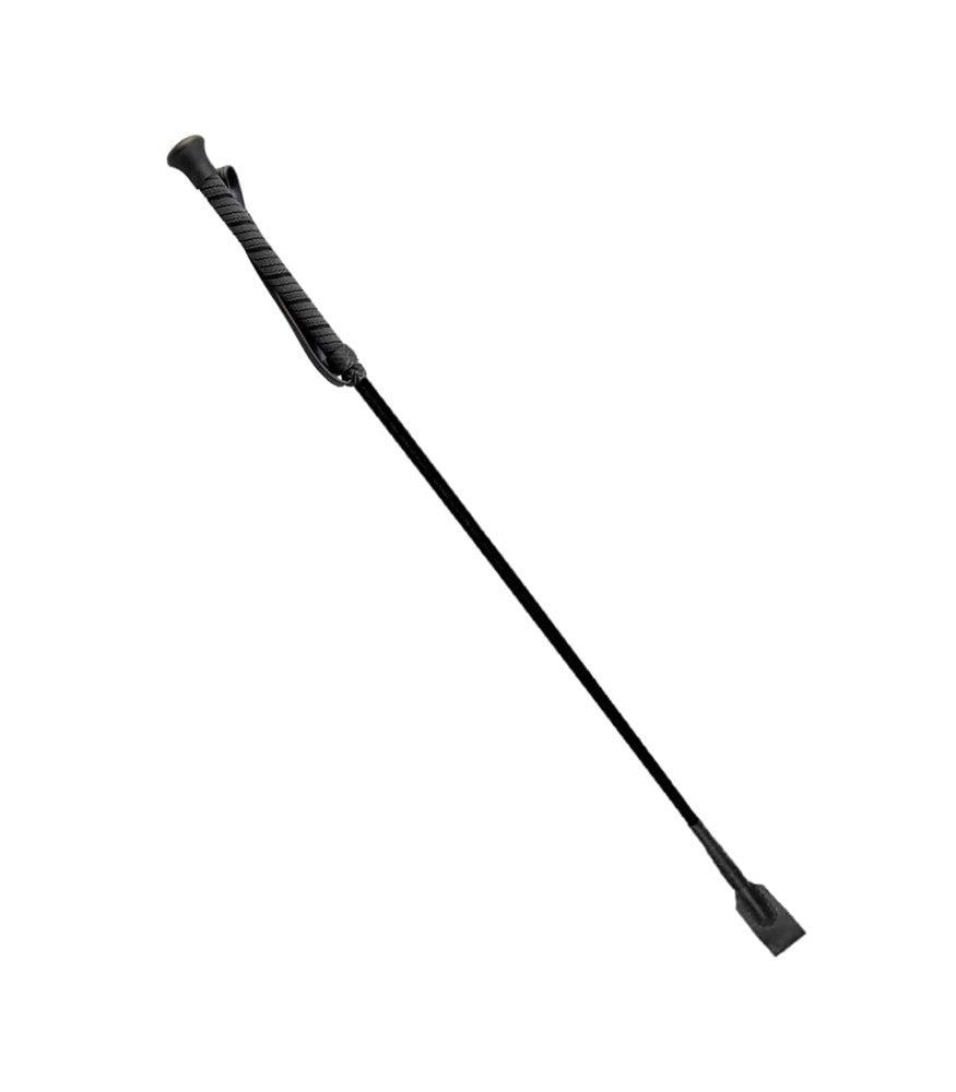 Love In Leather Riding Crop With Rubber Handle - Black - Whips And Crops