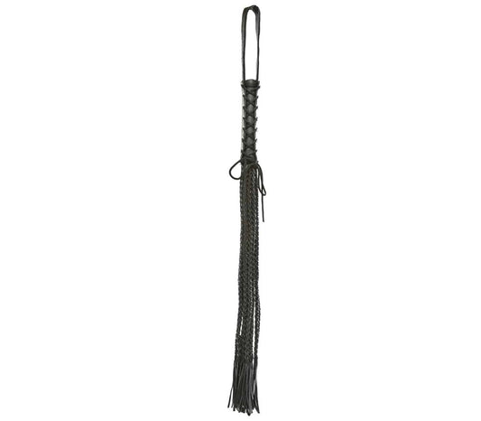 Love In Leather Long Flogger With Corseted Handle - Whips And Crops