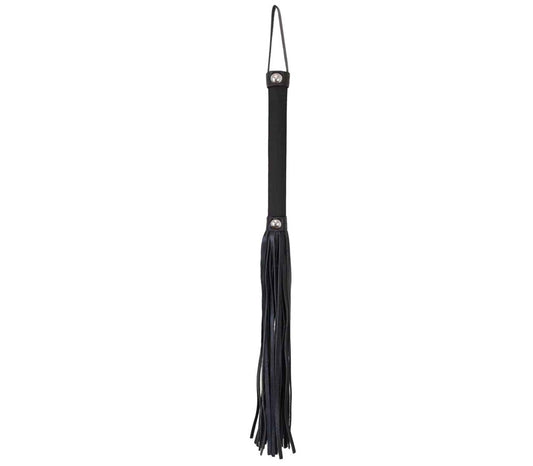 Love In Leather Satin Handle Flogger With Leather Tails - Whips And Crops