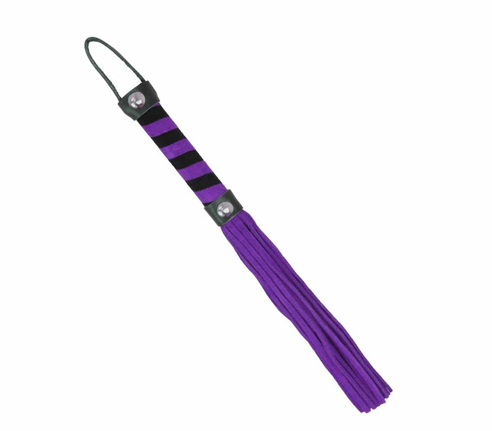 Love In Leather Candy Striped Willy Bondage Whip - Purple - Whips And Crops