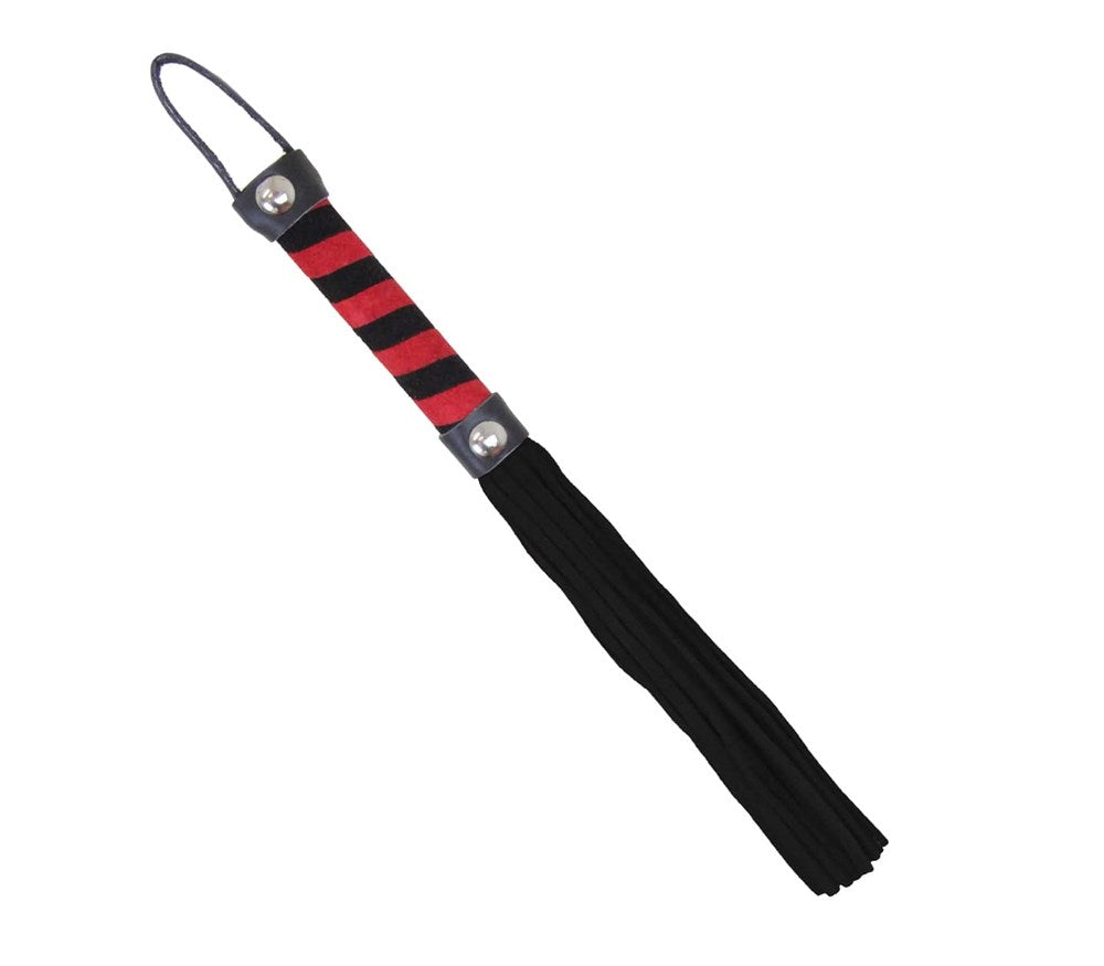 Love In Leather Candy Striped Willy Bondage Whip - Black Red - Whips And Crops
