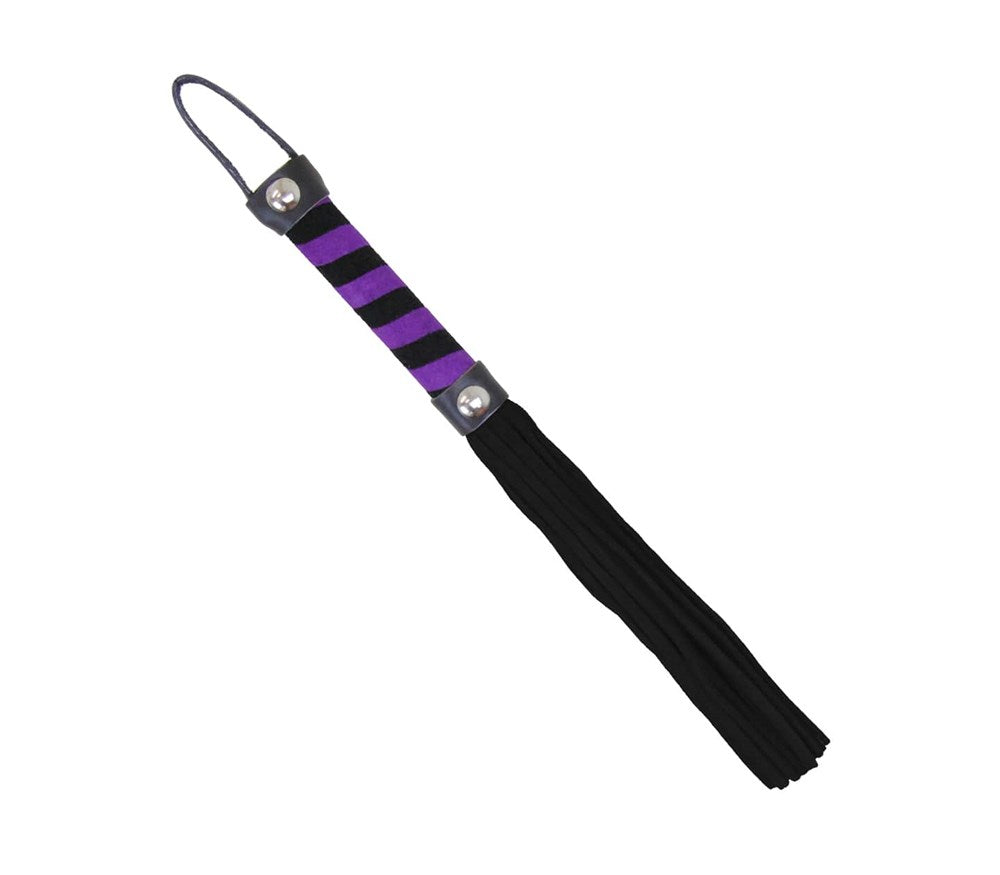 Love In Leather Candy Striped Willy Bondage Whip - Black Purple - Whips And Crops