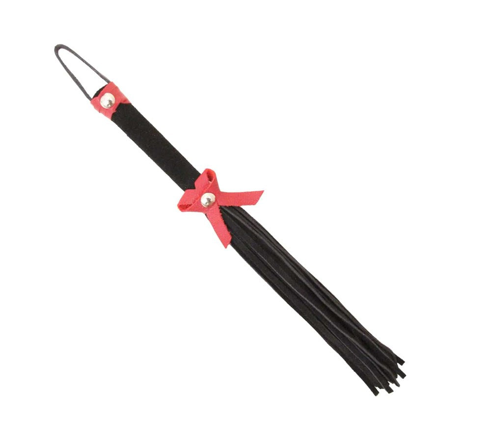 Love In Leather Suede BDSM Willy Whip With Bow Detail - Black - Whips And Crops