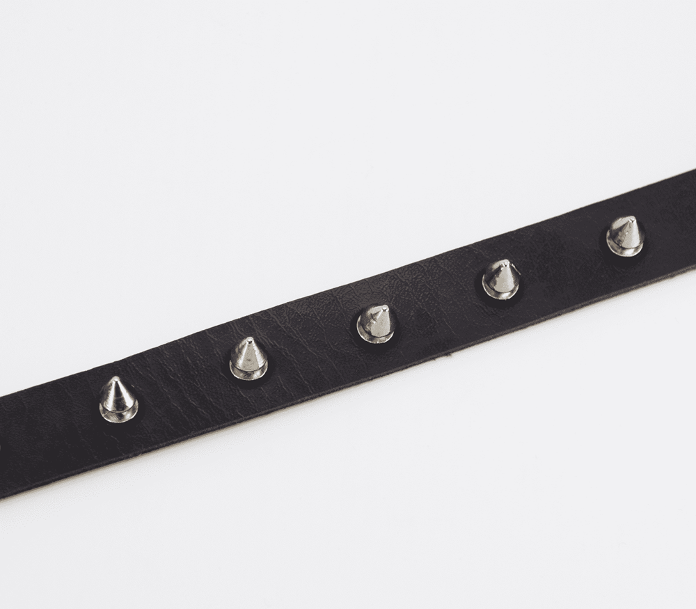 Love In Leather Spiked Faux Leather BDSM Choker - - Collars and Leads