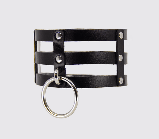 Love In Leather Triple Strap Faux Leather Choker - Collars and Leads