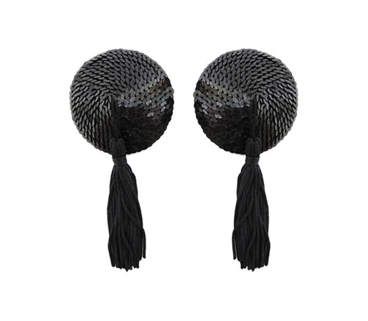 Love In Leather Round Sequin Nipple Tassels - Breast and Nipple Toys