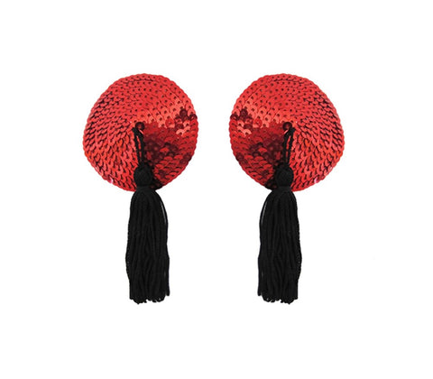 Love In Leather Round Sequin Nipple Tassels - Breast and Nipple Toys