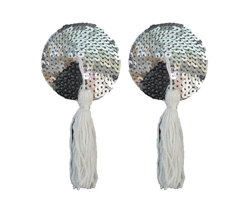 Love In Leather Round Sequin Nipple Tassels - Breast and Nipple Toys