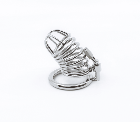 Love In Leather Chrome Male Chastity Cock Cage - Male Chastity