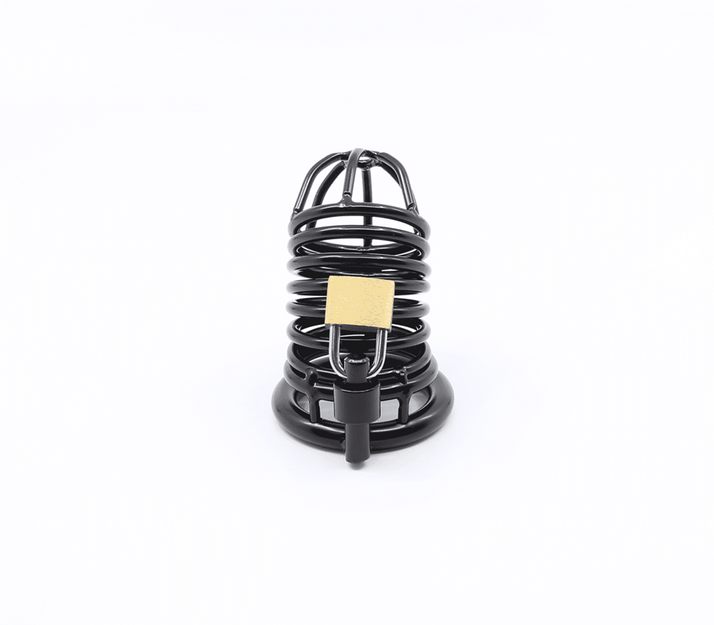 Love In Leather Matte Black Male Chastity Cage - 50mm - Male Chastity