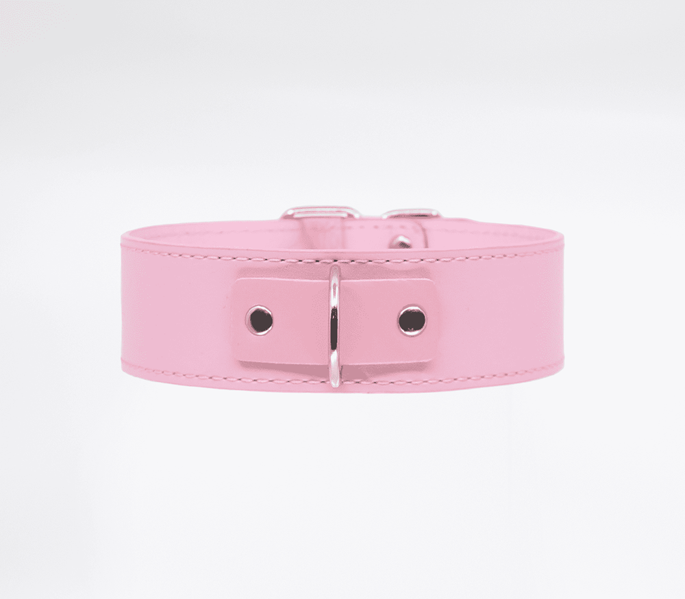 Berlin Baby BDSM Play Unlined PU Collar and Lead - Pink - Collars and Leads