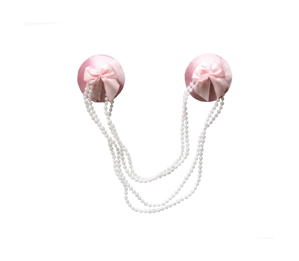 Love In Leather Beaded Chain Satin Pasties - Default Title - Breast and Nipple Toys