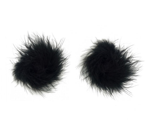 Love In Leather Marabou Fluff Nipple Pasties - Breast and Nipple Toys