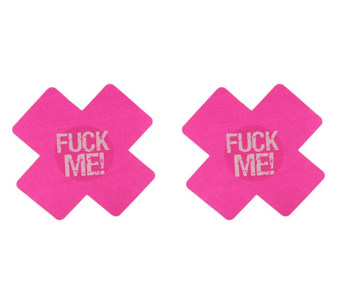 Love In Leather Fuck Me Satin Cross Nipple Pasties - Breast and Nipple Toys