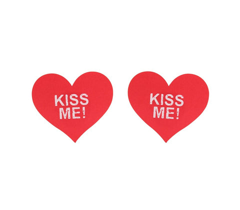 Love In Leather Kiss Me Heart Shape Nipple Pasties - Breast and Nipple Toys