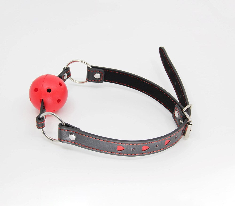 Berlin Baby Heart Inlay Faux Beather BDSM Gag - - Bondage Gags and Bits