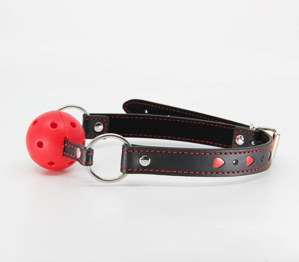 Berlin Baby Heart Inlay Faux Beather BDSM Gag - - Bondage Gags and Bits