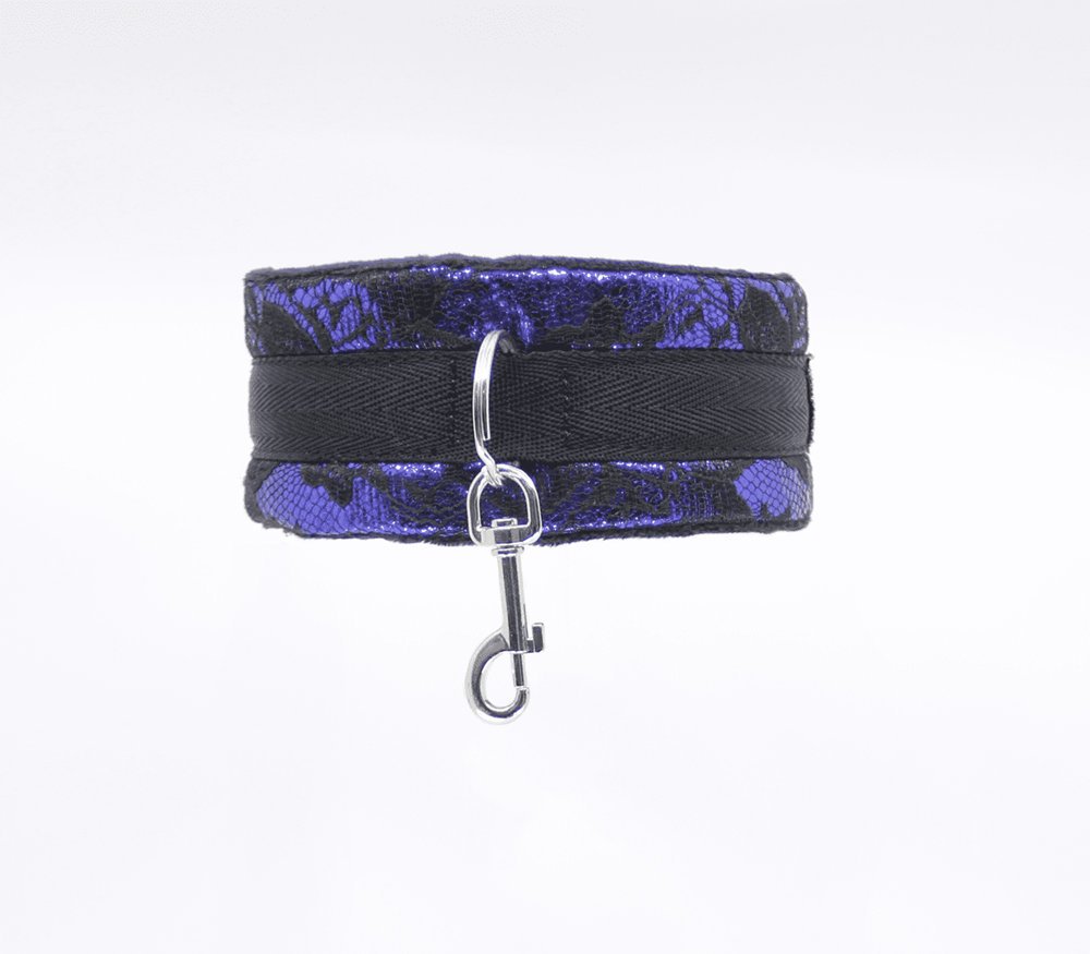 Berlin Baby Satin and Lace BDSM Play Collar - Purple - Collars and Leads