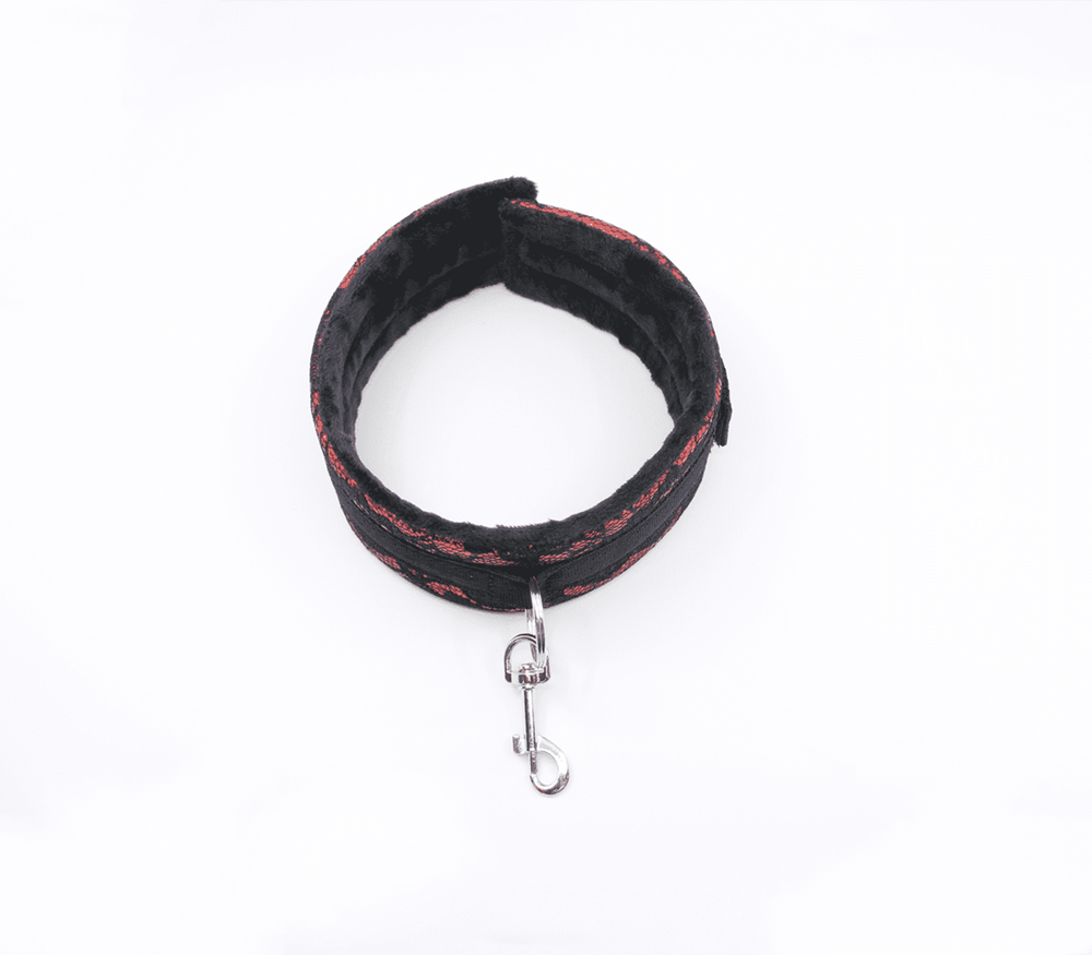 Berlin Baby Satin and Lace BDSM Play Collar - Red - Collars and Leads