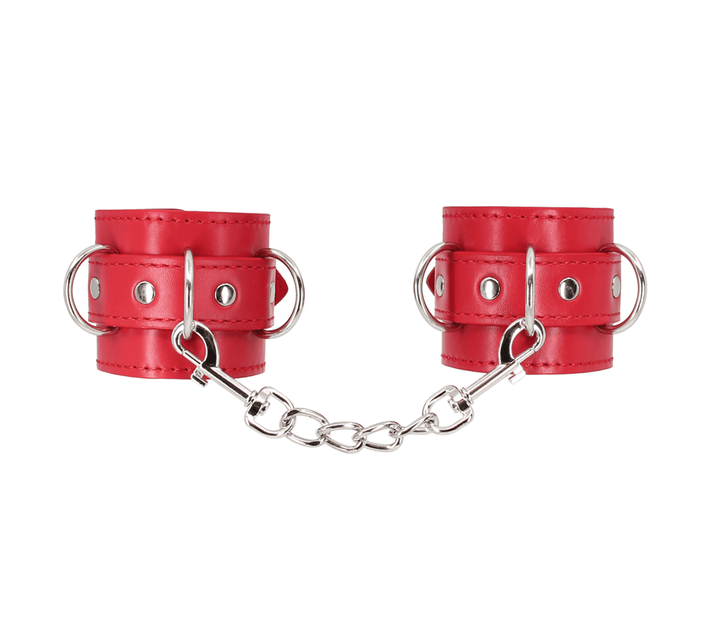 Berlin Baby Unlined Faux Leather Wrist Cuffs - Red - Cuffs And Restraints