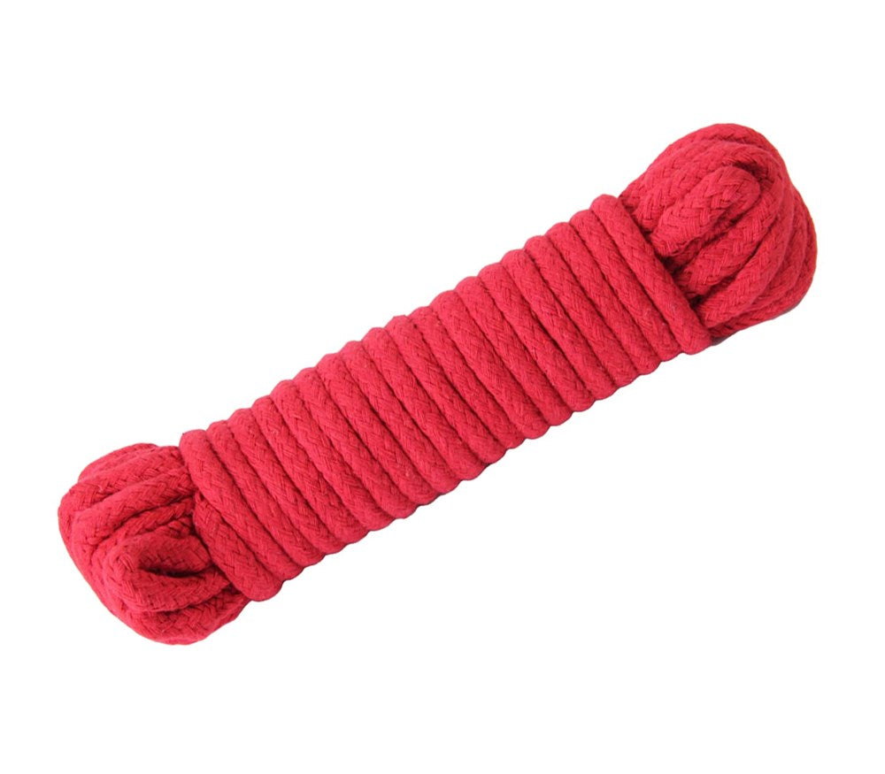 Love In Leather 20m Cotton Bondage Rope - Red - Cuffs And Restraints