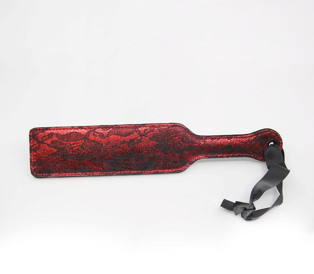 Berlin Baby Lace Paddle Front With Ribbon Wrist Strap - Red - Paddles And Slappers
