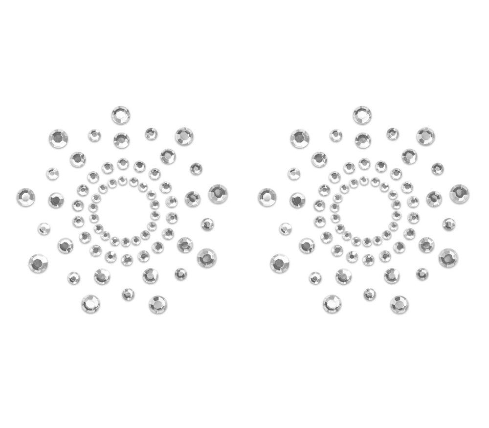 Love In Leather Rhinestone Tease Nipple Pasties - Clear - Breast and Nipple Toys