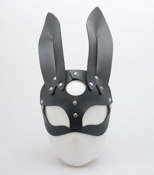 Love In Leather Half Face Leather Rabbit Mask - Masks And Blindfolds