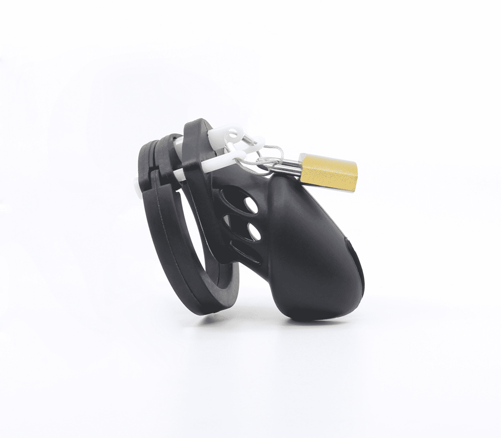 Love In Leather Silicone Male Chastity Cage Long - - Male Chastity