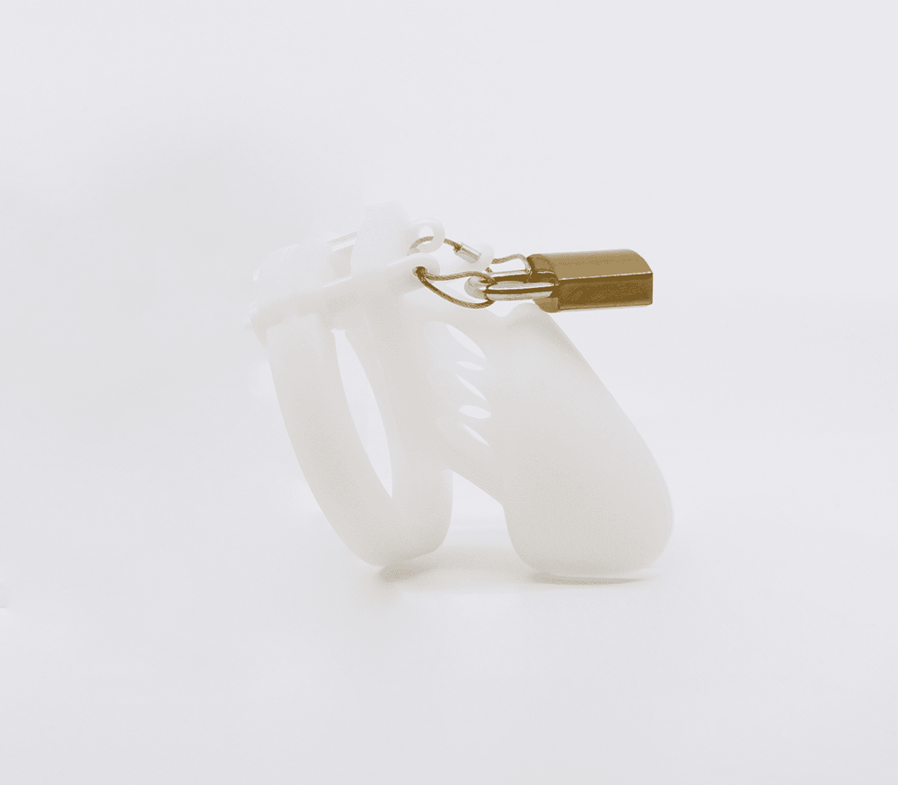 Love In Leather Silicone Male Chastity Cage Long - Clear - Male Chastity