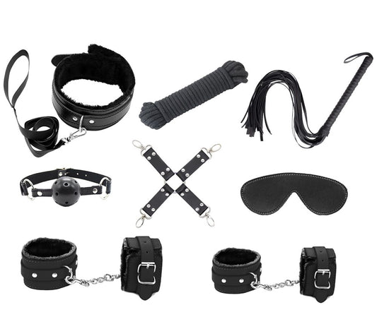 Love In Leather Vegan Friendly 9 Piece Bondage Kit - Bondage Kits