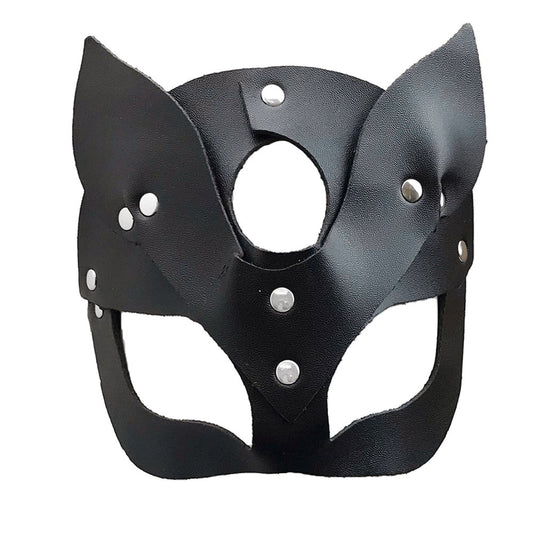 Love In Leather Cat Ears Half Face Leather Mask - Masks And Blindfolds