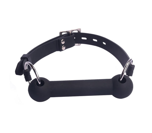 Love In Leather Silicone Bit Gag With Lockable Buckle - Bondage Gags and Bits