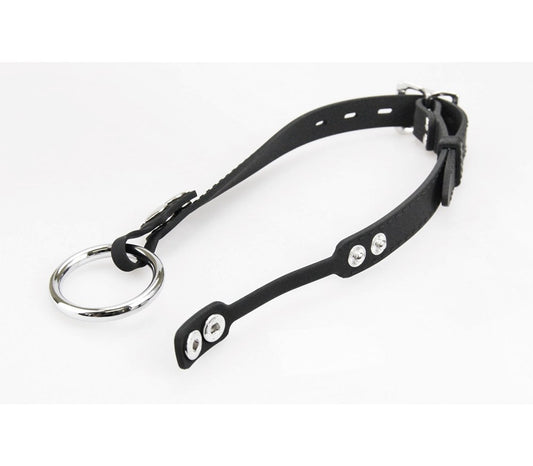 Love In Leather Silicone Gag With Metal O-Ring - Bondage Gags and Bits