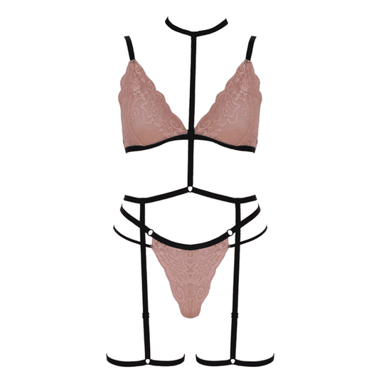 Muse Triangle Bralette With Double Waist Strap Pink - Her Fetish
