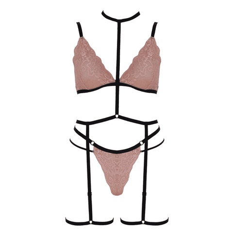 Muse Triangle Bralette With Double Waist Strap Pink - Her Fetish