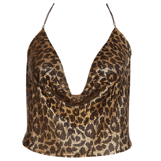 Muse Lingerie Womens Glomesh Clubwear Top Leopard - Skirts And Club Wear